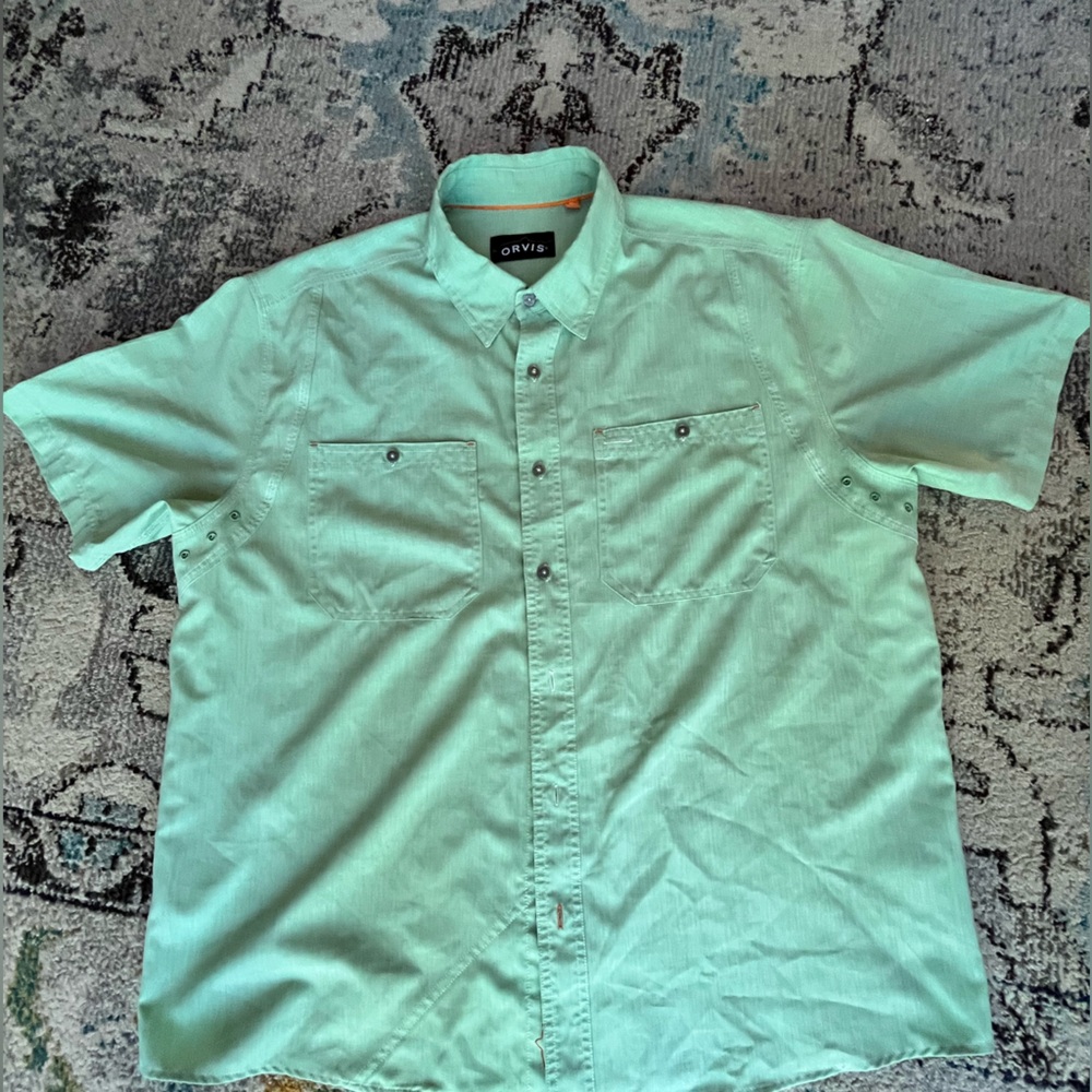 Orvis Men's Mint Green Short Sleeve Shirt